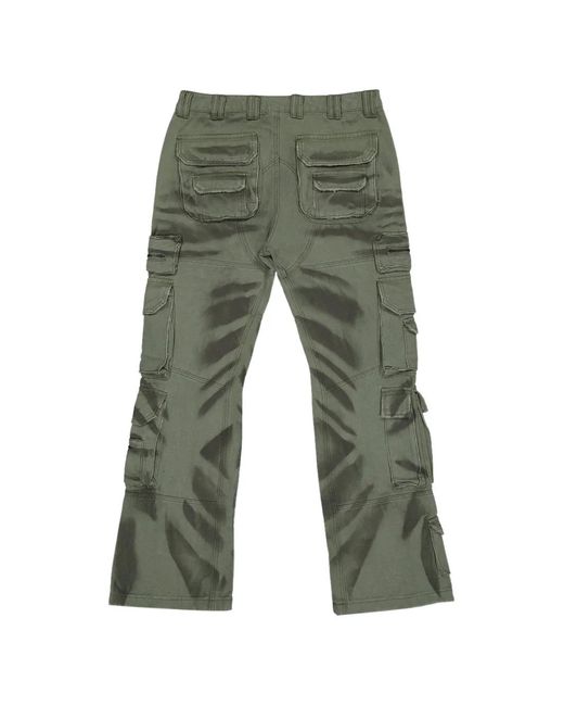 Godspeed Green Flared Cargo Trousers for men