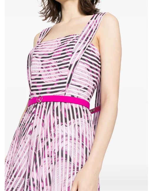 Saiid Kobeisy Purple Striped Belted Maxi Dress