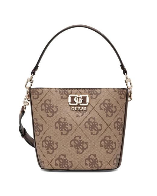 Guess Natural Mini Karnilla Monogram Bucket Bag