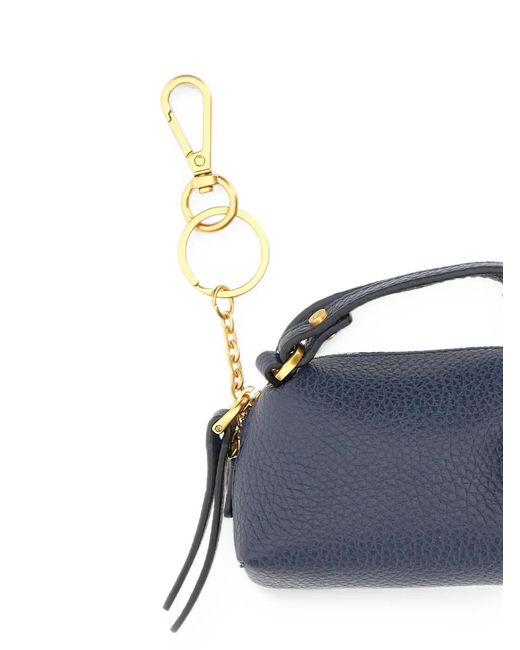 Gianni Chiarini Blue Alifa Hammered Leather Keyring