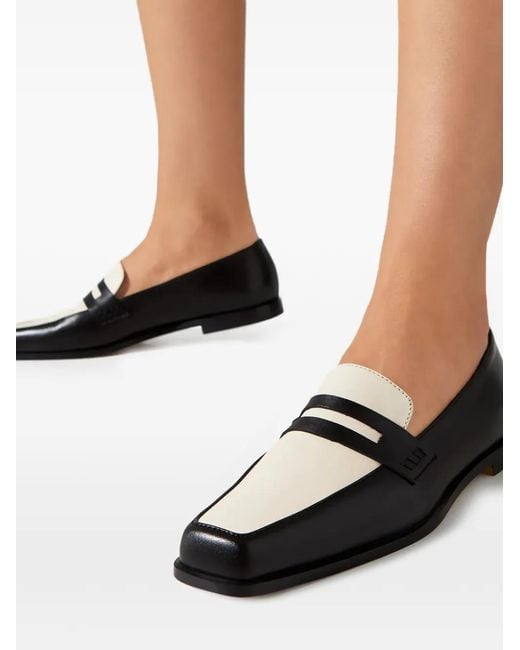 Manolo Blahnik White Square-Toe Loafers