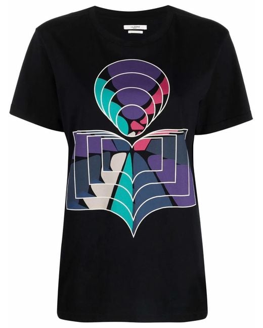 Isabel Marant Black Logo-Print Organic-Cotton T-Shirt