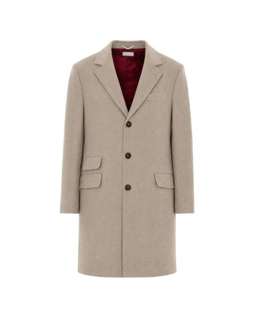 Brunello Cucinelli Natural Single-Breasted Notched-Lapel Coat for men