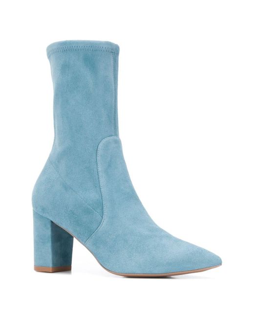 Stuart Weitzman Leather Lucinda Ankle Boots in Blue - Lyst