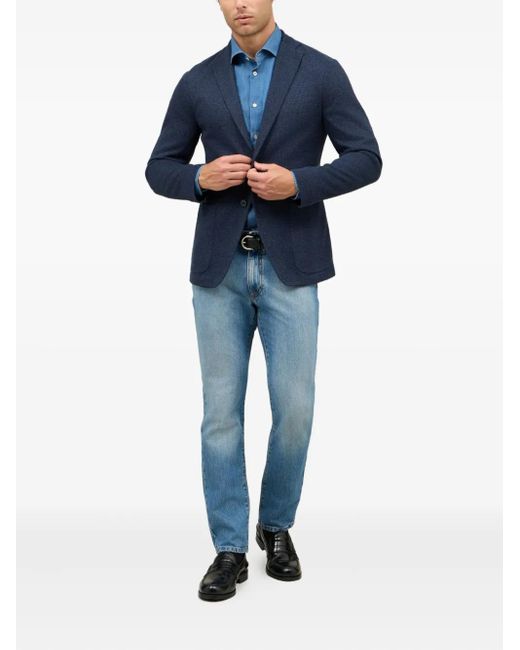Boglioli Blue Patch-Pocket Two-Button Blazer for men