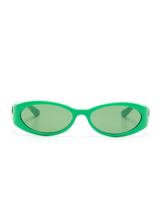 Gucci Green GG Sonnenbrille mit ovalem Gestell