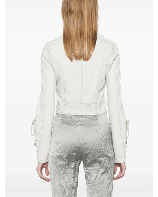 Blumarine White Jeansjacke Mit Ösendetail