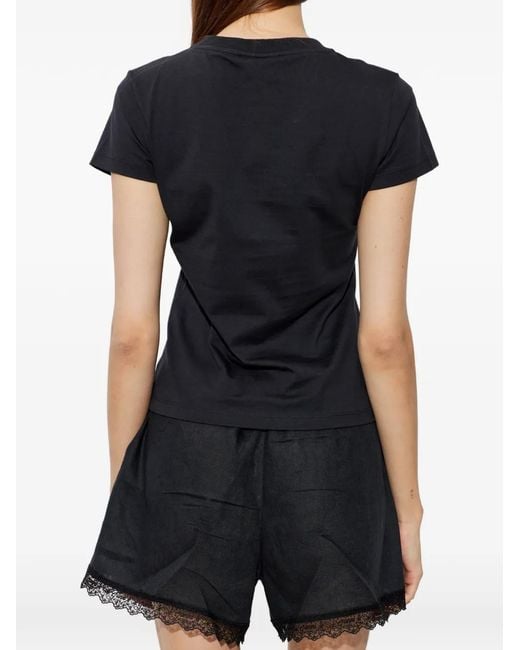 Ganni Black Graphic Crew Neck T-Shirt