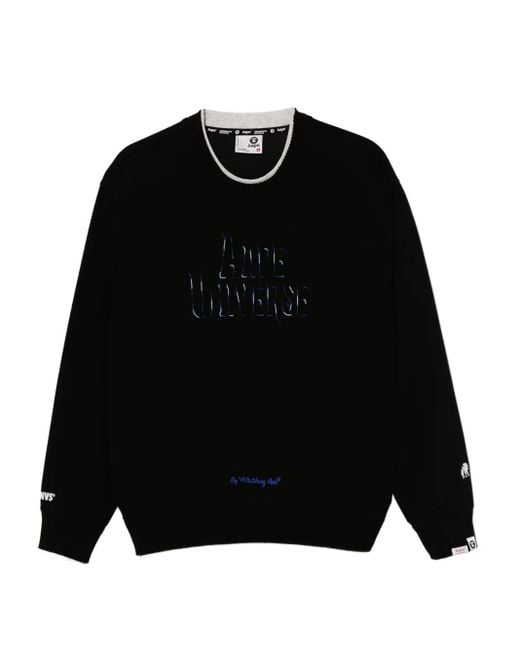 Aape By A Bathing Ape Black Logo-Embossed Sweatshirt for men