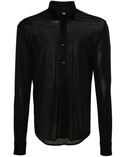 Tom Ford Black Long-sleeve Silk Shirt for men