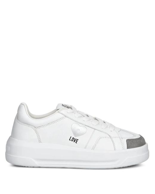 Sneakers Con Suola Rialzata di Love Moschino in White