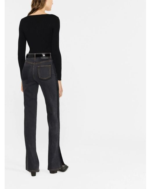 Alexander McQueen Blue Logo-Patch Bootcut Jeans