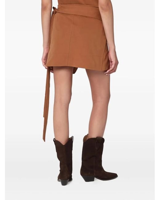 Isabel Marant Brown Mini Berenicia Tie-Detail Skirt