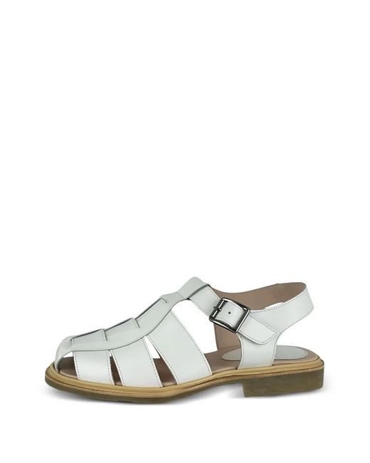 Paraboot White Iberis Buckle Leather Lace-Up Shoes