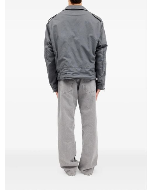 MM6 by Maison Margiela Gray Belted Zip-Up Biker Jacket for men
