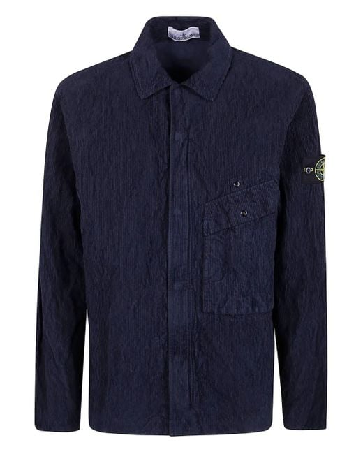 Stone Island Blue 'Wrinkled Corduroy 500 Tc Garment Dyed' Shirts for men