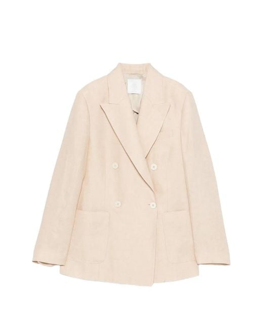 Eleventy Natural Double-Breasted Blazer