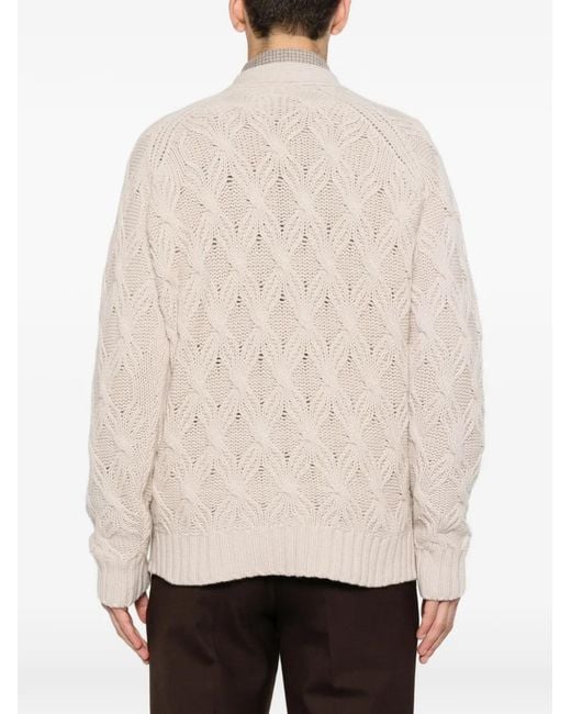 Eleventy Natural Cable-Knit Cardigan for men
