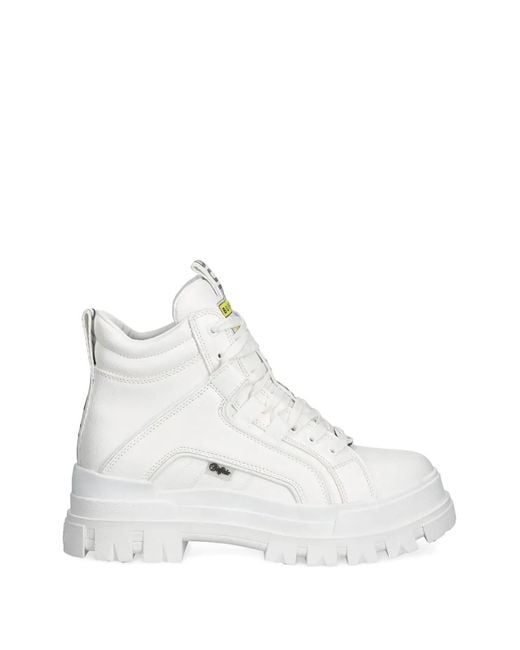 Buffalo White Aspha Platform Lace-Up Boots for men