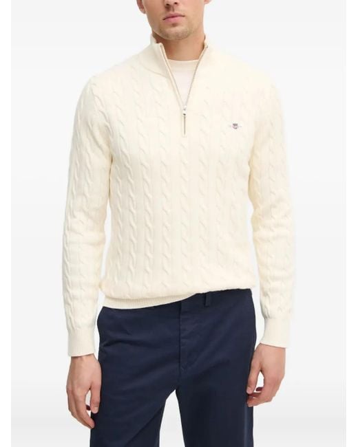 Maglione Con Mezza Zip di Gant in White da Uomo
