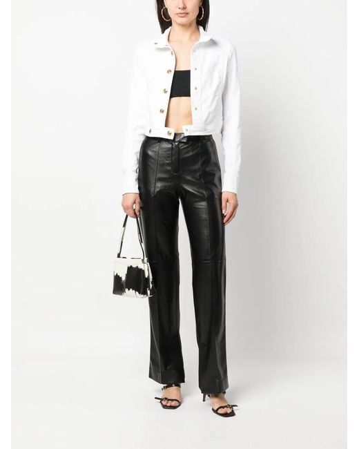 Versace Jeans Couture White Logo-Patch Cropped Jacket