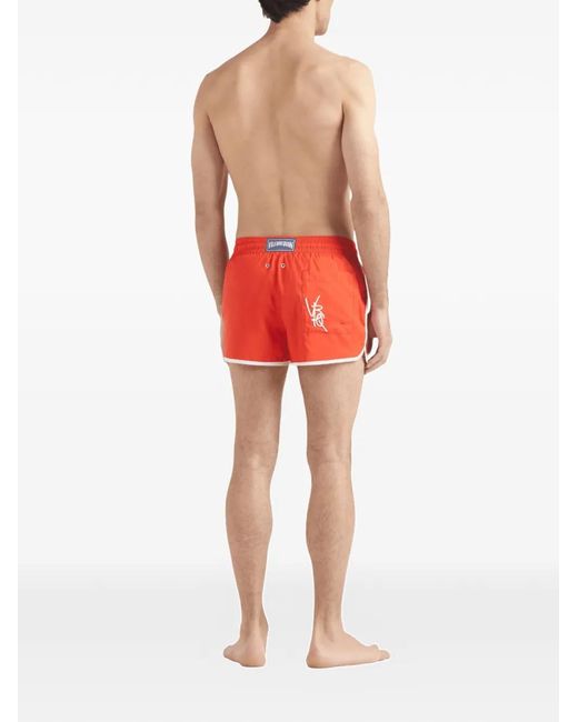 Vilebrequin Red Elasticated-Drawstring Swim Shorts for men