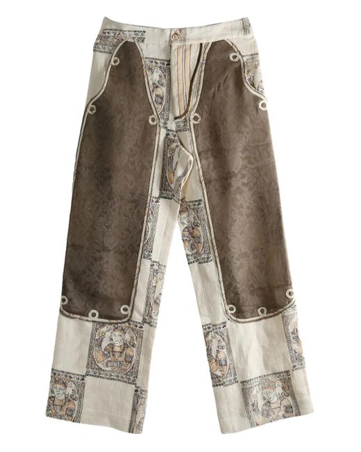 Commun's Gray Patterned Panelled Trousers