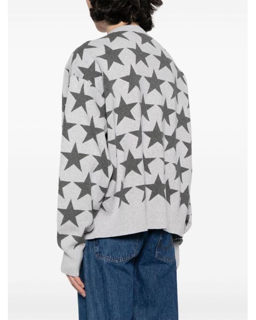 FIVE CM Gray Star Intarsia-knit Cardigan for men