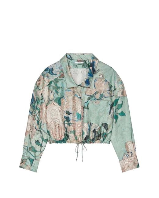 Givenchy Cropped Blouse Met Roosprint in het Green