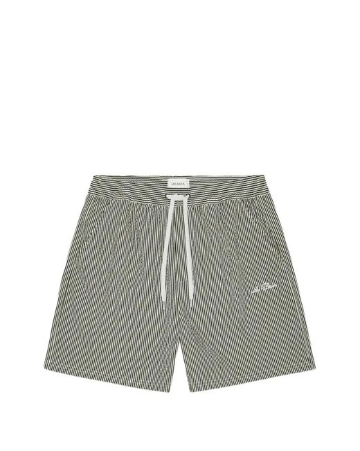 Les Deux Green Seersucker Drawstring Shorts for men