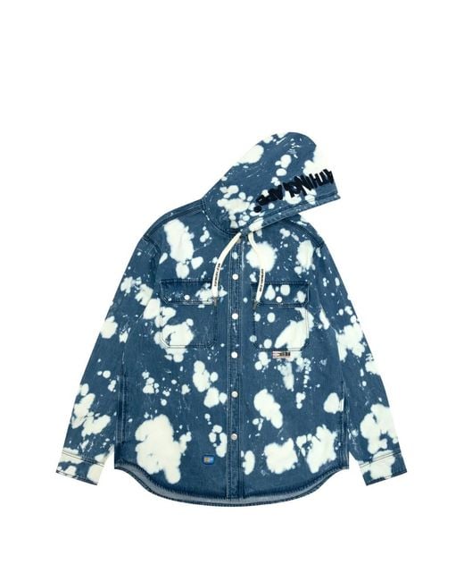Aape By A Bathing Ape Blue Hooded Bleached Shirt Jacket for men