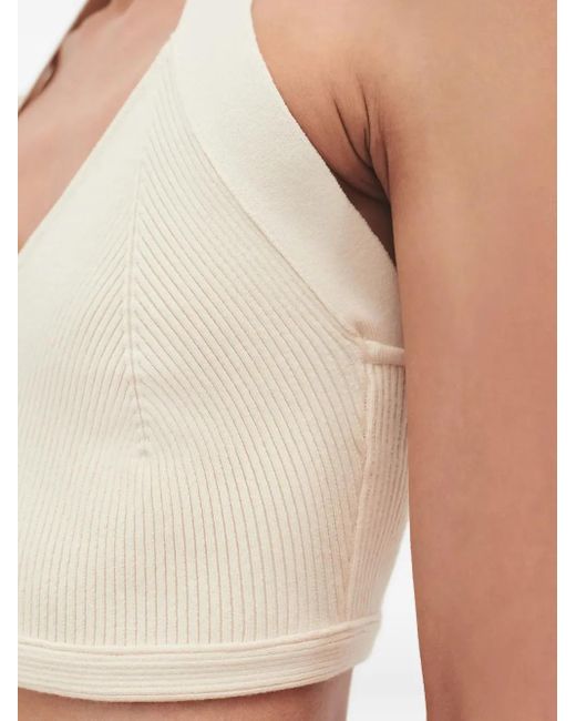 Wardrobe NYC Natural Ribbed Halterneck Top