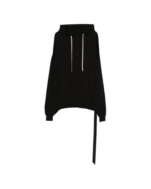 Rick Owens Black Oversized Hooded Sweatshirt With Drawstring for men