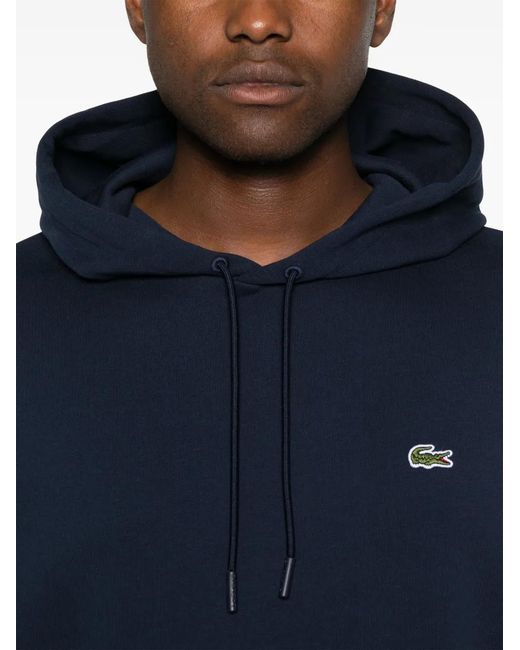 Lacoste Blue Logo-Embroidered Hoodie for men