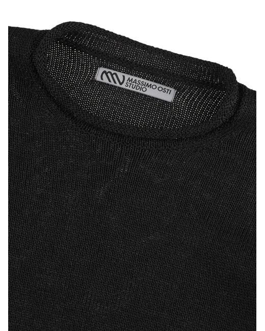 Massimo Osti Studio Black Ribbed Crew-Neck Sweater for men