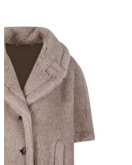 Max Mara Gray Button Short-Sleeve Cape