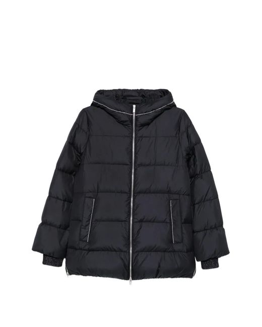 Peserico Black Hooded Padded Jacket