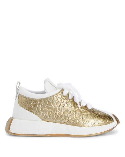 Giuseppe Zanotti White Ferox Crocodile-print Sneakers