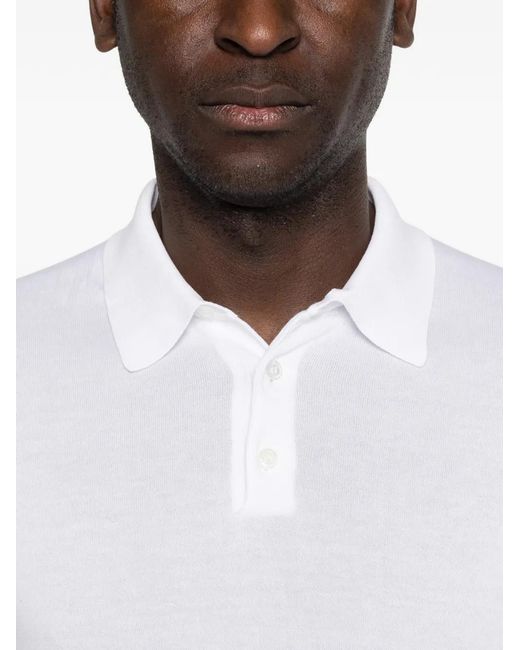 Fedeli White Button-Fastening Polo Shirt for men