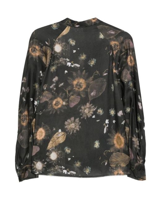 Semicouture Black Floral-Pattern Top