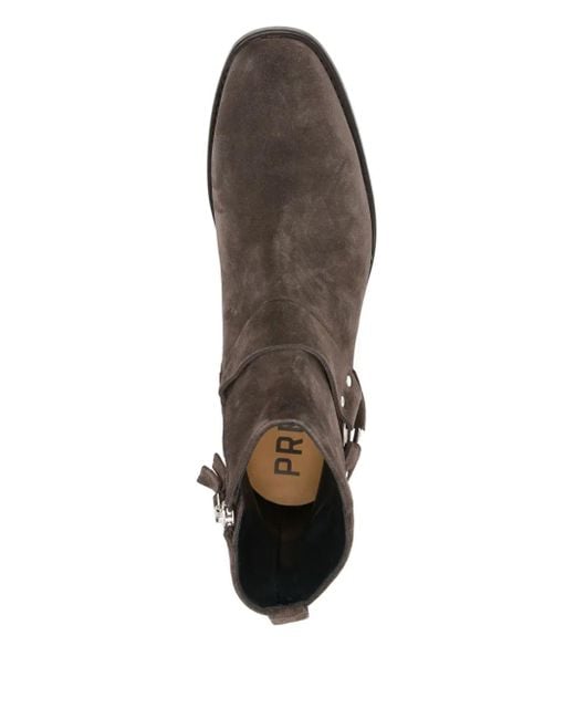 Premiata Brown Ankle Boots With Side Zip for men