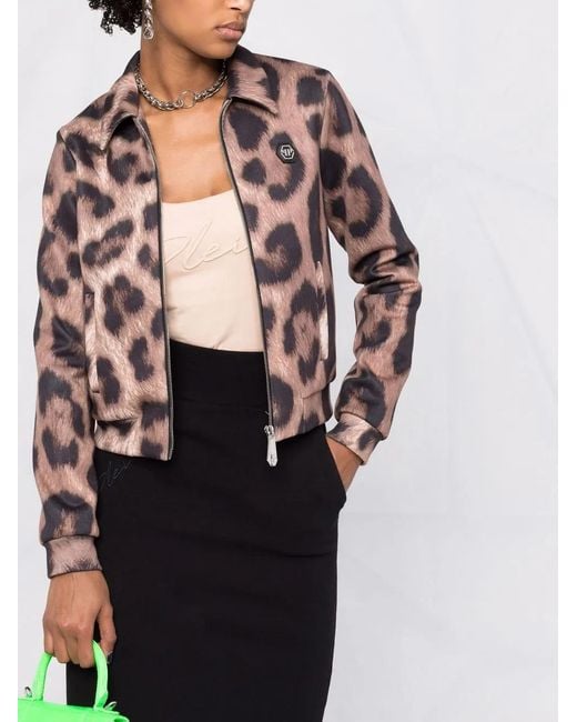 Philipp Plein Brown Leopard-print Jacket