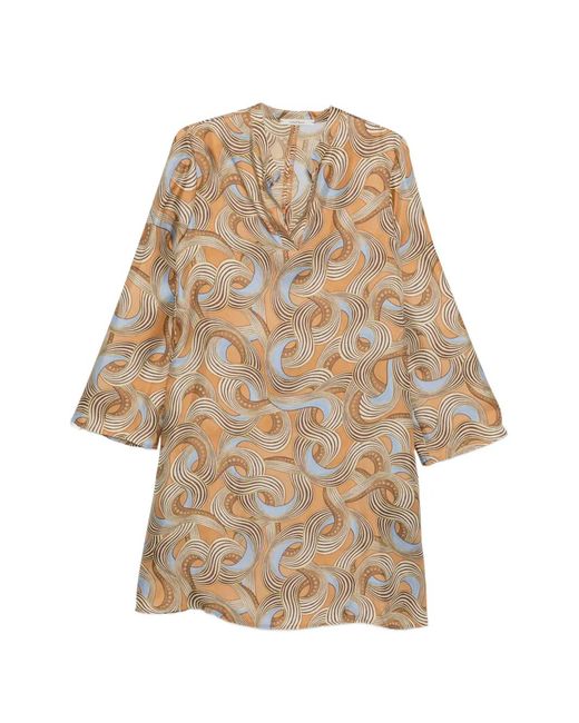 Maliparmi Natural Abstract-Print Silk Dress