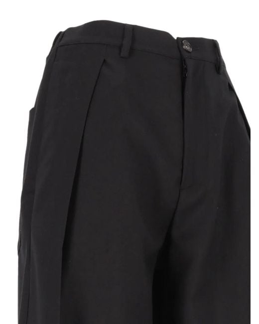 Barena Black Pleated Wool-Blend Shorts
