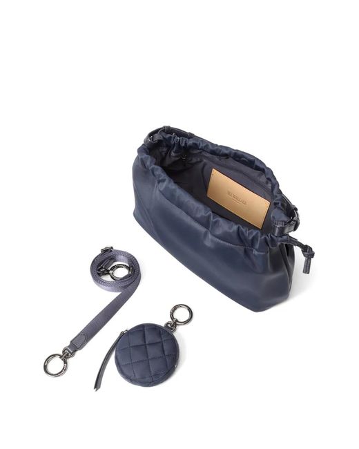 MZ Wallace Blue Small Waverly Drawstring Bucket Bag