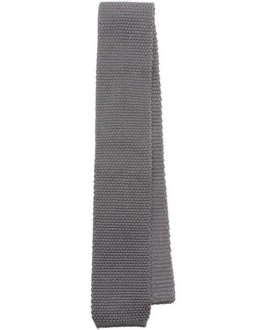 Brunello Cucinelli Gray Knitted Silk Tie for men