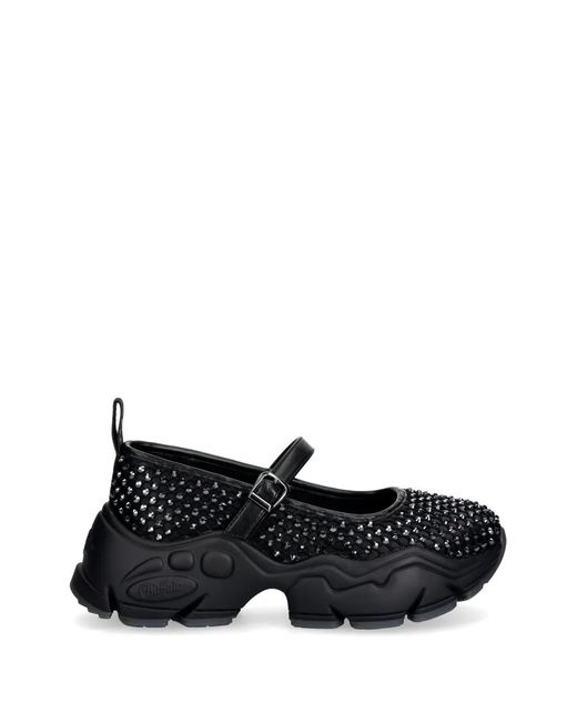 Buffalo Black Binary Ballerina Glam Crystal-Embellished Ballet Flats