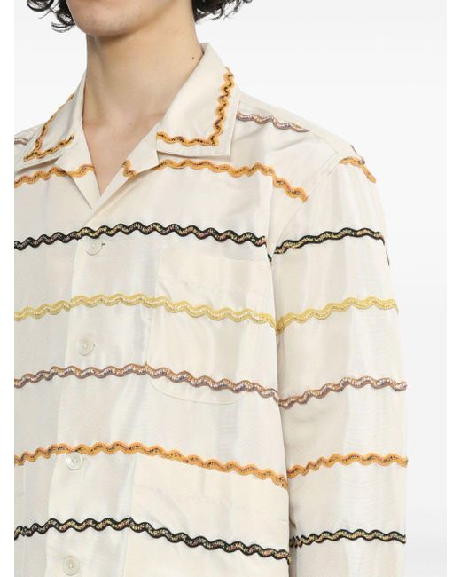 Bode Natural Rickrack Stripe Silk Shirt for men