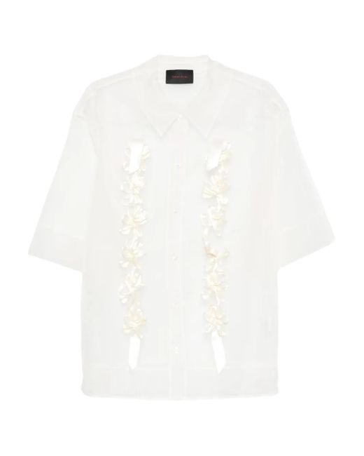 Simone Rocha White Floral-Ribbon Shirt for men