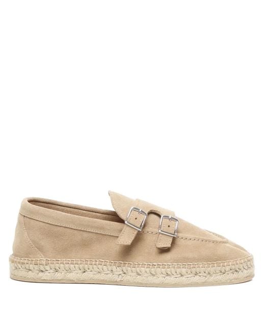 Eleventy Natural Buckle-Strap Suede Espadrilles for men
